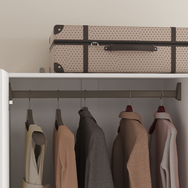 FUFU&GAGA Modern Smooth Touch White Wardrobe with 8 Doors and Hidden Storage Space, Openable Panels and Flip-Up Bottom, (63 in. W x 19.7 in. D x 78.7 in. H), Pure White