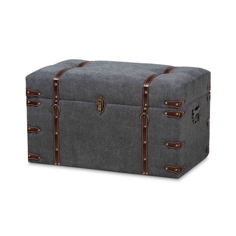 Baxton Studio Palma Modern and Contemporary Transitional Grey Fabric Upholstered Storage Trunk Ottoman