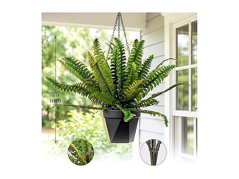 2 Pack 25 Artificial Boston Fern Stems Large Faux Plants Silk Greenery Bushes image number 1