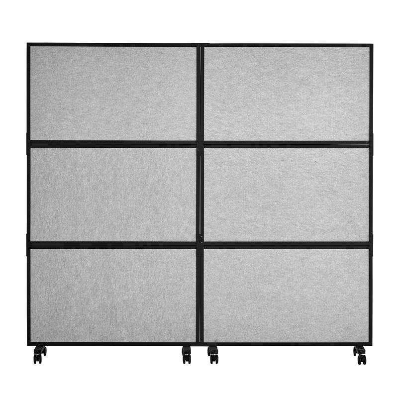 Office Privacy Divider with 2 Panels, Freestanding Room Partition for Workstations and Offices-Light Grey image number 0