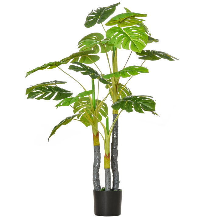 4' Artificial Monstera Deliciosa Potted Decorative Plant w/ 20 Realistic Leaves