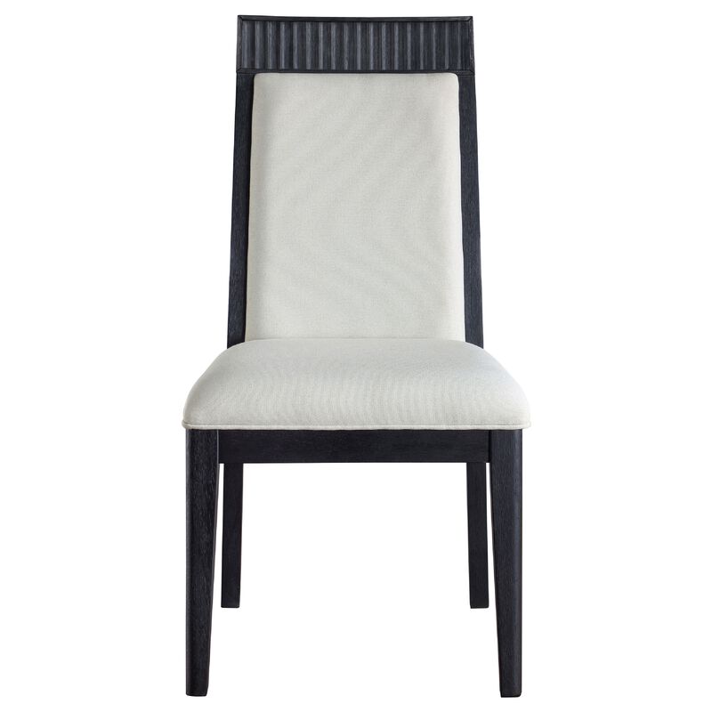 Jack Dining Side Chair Set of 2, Ivory Cushions, Black Ribbed Frame image number 3