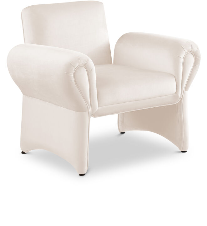 Meridian Furniture Fleurette Cream Velvet Accent Chair