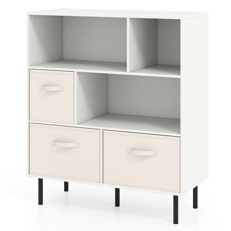 6 Cube Storage Bookshelf with 3 Removable Fabric Drawers for Living Room image number 0