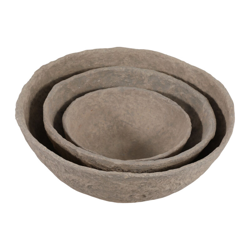 S/3 Paper Mache Bowls, Taupe image number 5