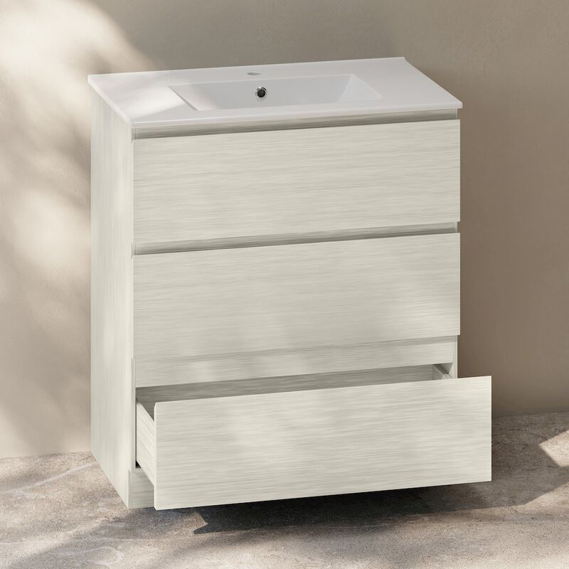 Liberte 30" Freestanding Bathroom Vanity in White Oak with Sink Top image number 8