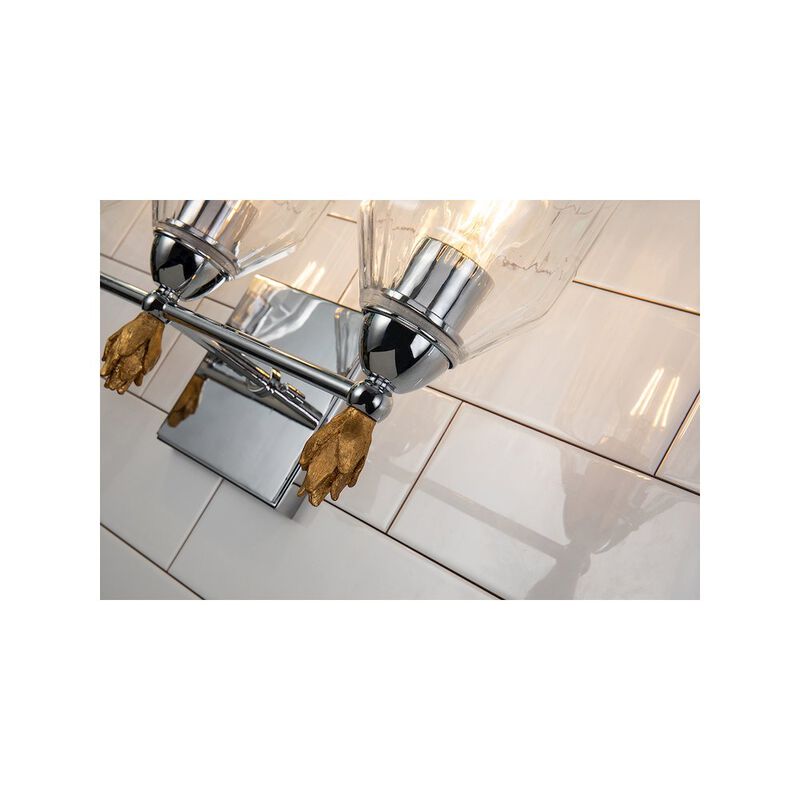 Lucas McKearn Felice 3 Light Vanity Light In Polished Chrome With Gold Accents