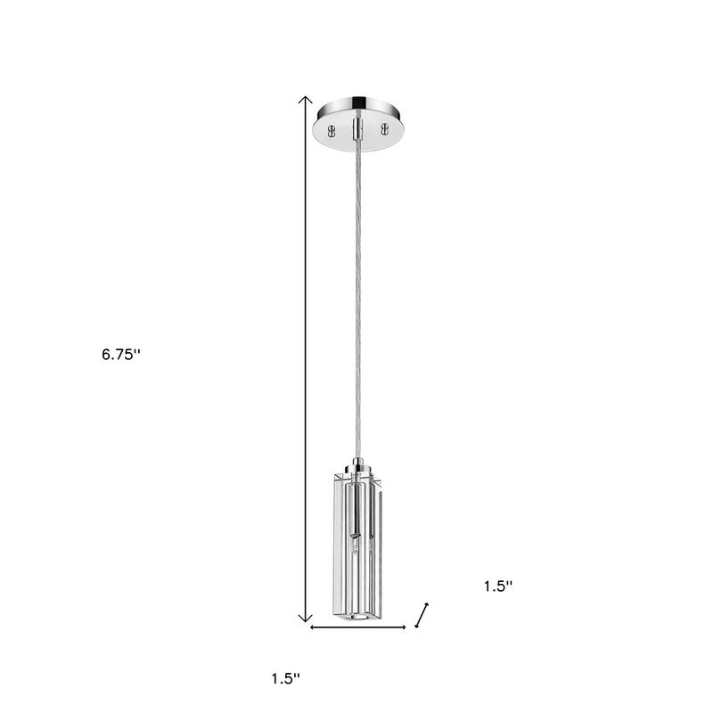 Hivvago Solo 1-Light Polished Chrome Pendant With Square 4-Sided Cut Crystal Shade