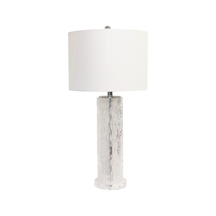 Pasargad Home Modern Textured Glass Table Lamp with White Drum Shade