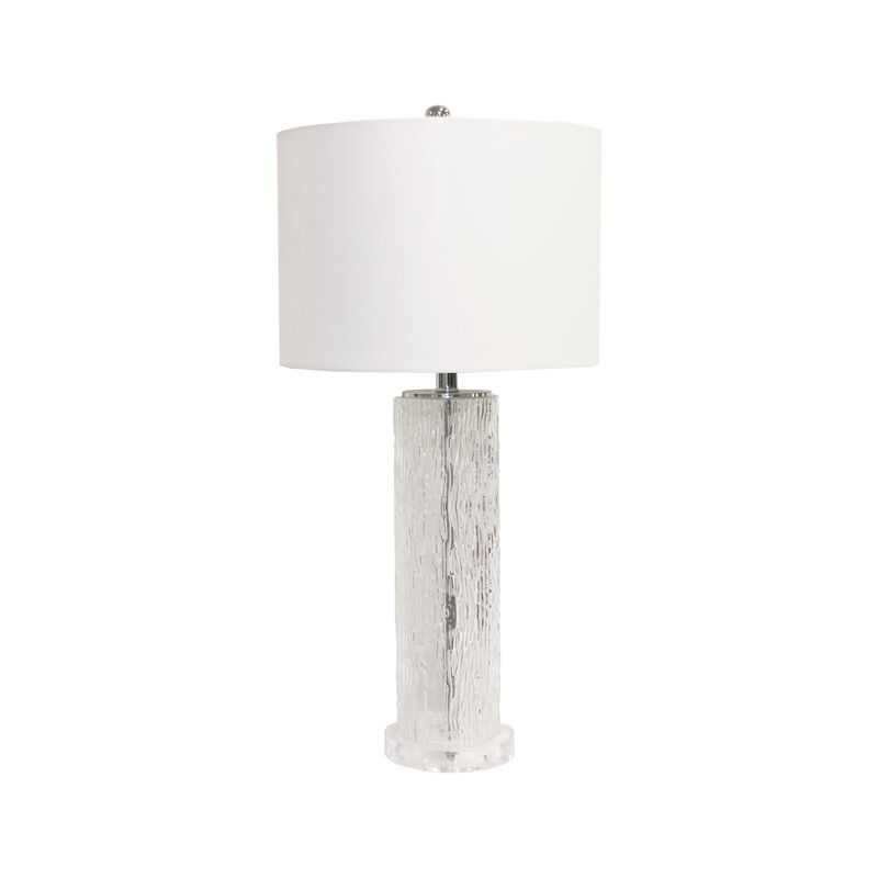 Pasargad Home Modern Textured Glass Table Lamp with White Drum Shade