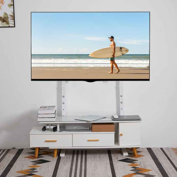 Extra Large Floor TV Stand, TV Mount Adjustable Height Free Standing for 32&rdquo;-65&rdquo; LED LCD Home Office