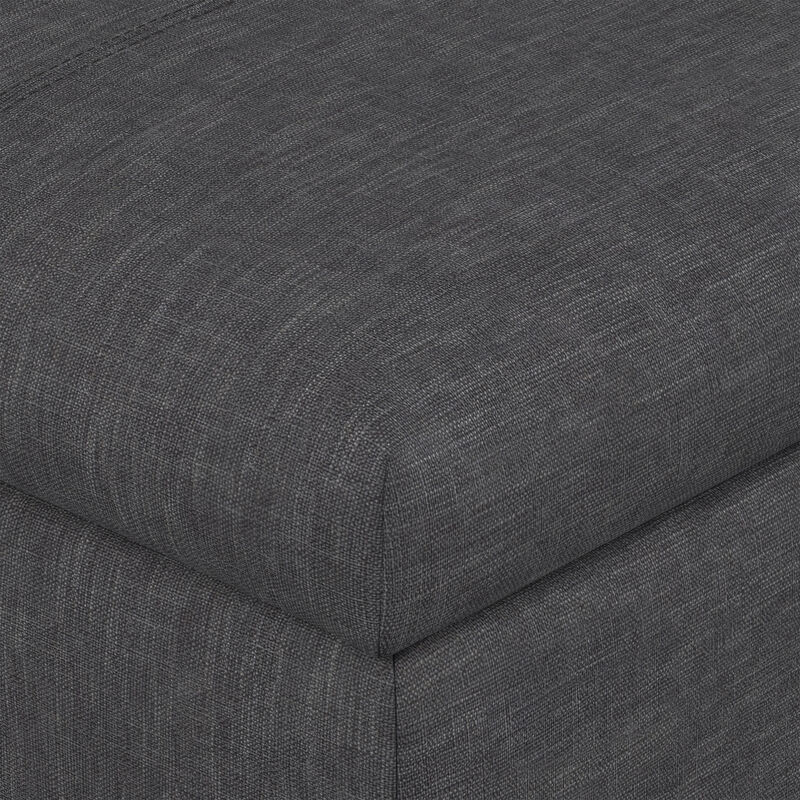 Gabbie 48 inch Wide Contemporary Rectangle Rectangular Storage Ottoman in Slate Grey Polyester Linen, Assembled image number 8