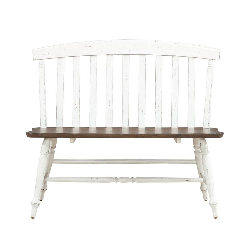 Liberty Furniture Al Fresco Slat Back Bench for Dining Room - Graphite & Whitestone image number 0
