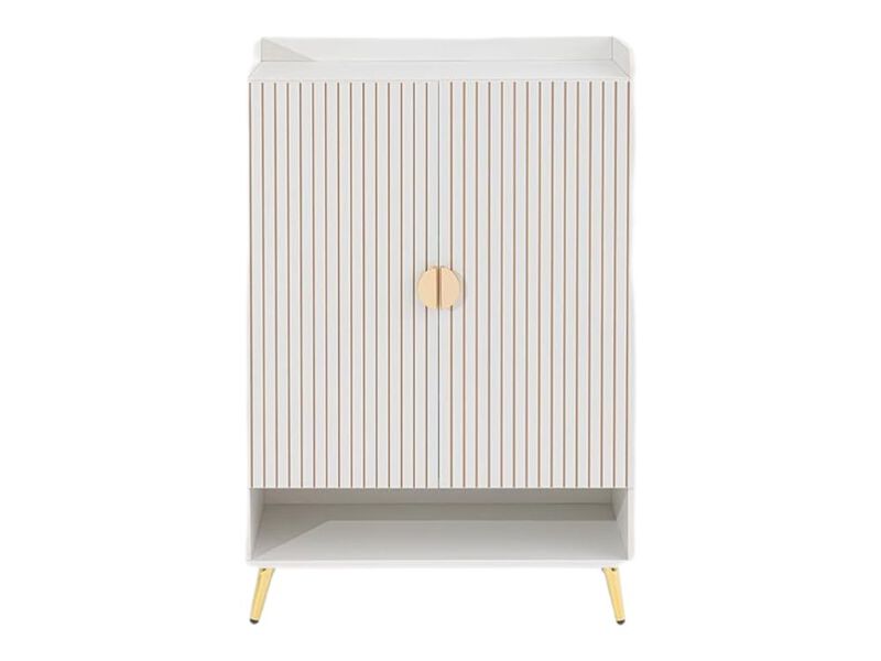 Entryway Wood Shoe Storage Cabinet 7 Tier Closet White 43 Inch image number 0