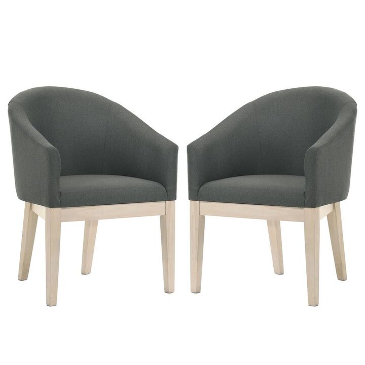 Neroli Set of 2 Gray Fabric Barrel Accent Chair