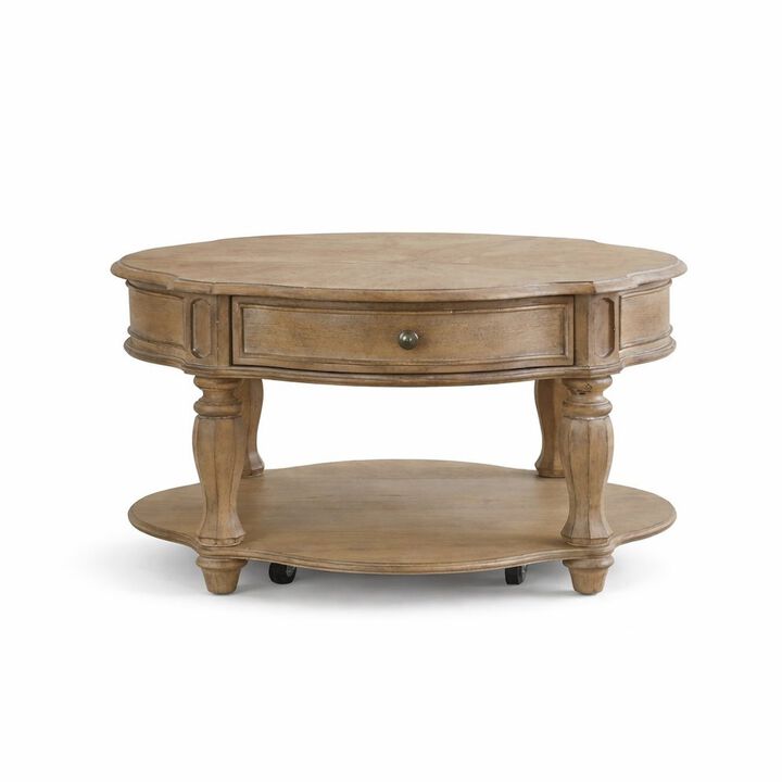 Liberty Furniture Magnolia Manor Round Cocktail Table in Weathered Bisque