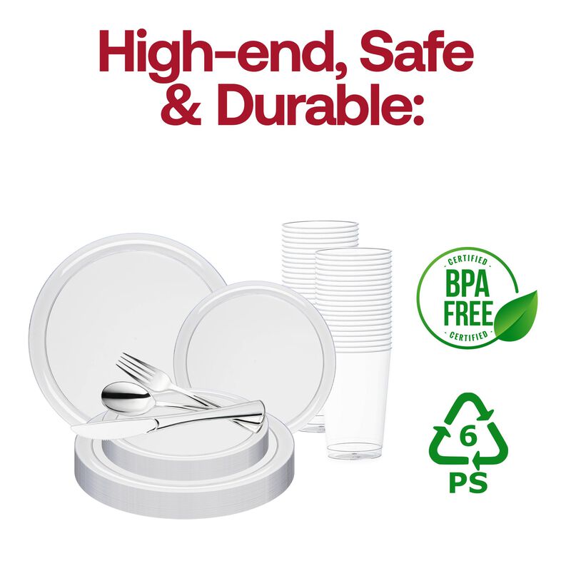 Clear Flat Round Plastic Wedding Value Set (30 Sets) image number 4