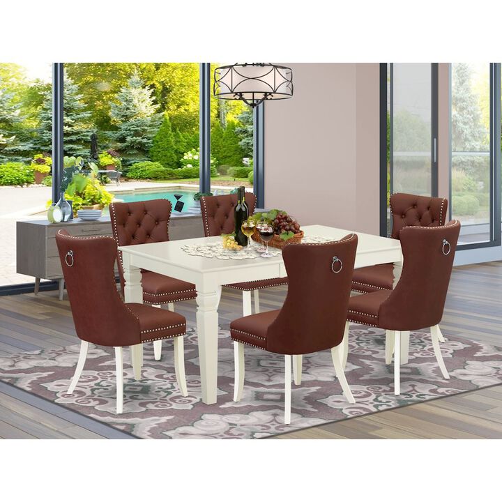 7 Piece Kitchen Table Set Contains a Rectangle Dining Table with Butterfly Leaf
