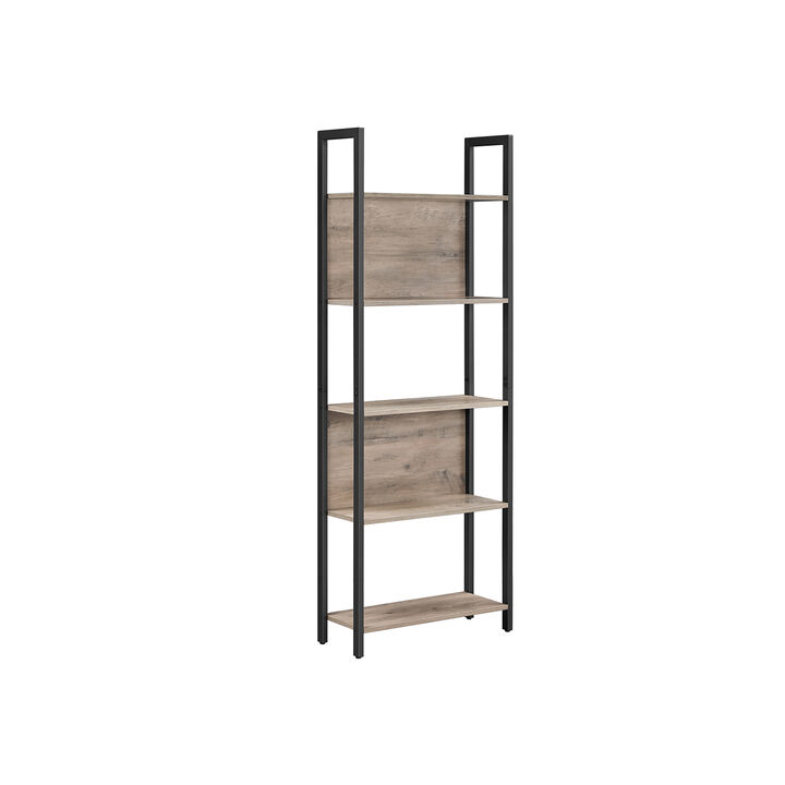 Modern 5-Tier Bookcase with Metal Frame &ndash; Open Shelf Storage Rack for Books, Decor and Plants