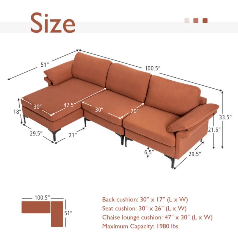 Hivvago Extra Large L-shaped Sectional Sofa with Reversible Chaise