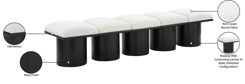 Meridian Furniture Pavilion Cream Boucle Fabric Bench