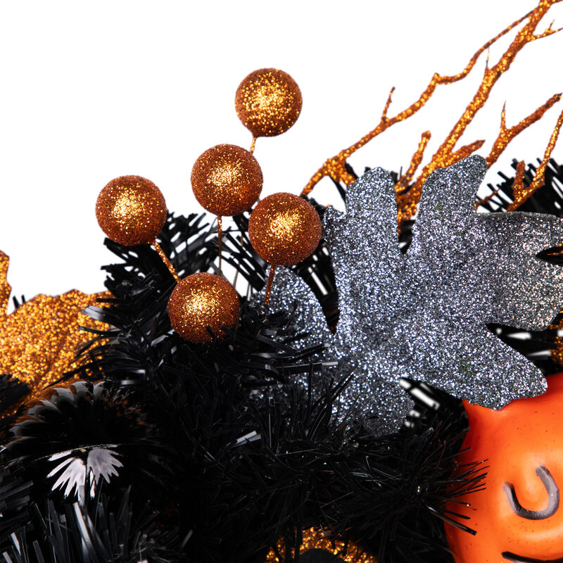 Orange and Black Haunted House Halloween Wreath  24-Inch  Unlit image number 4