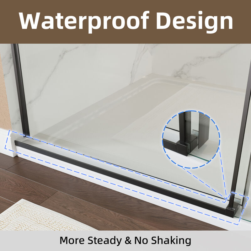 White Stainless Steel Shower Door with Top Impact Buffer and Rustproof 304 Track System