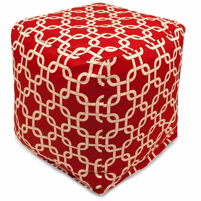 Majestic Home Goods Cube Pouf Links Red