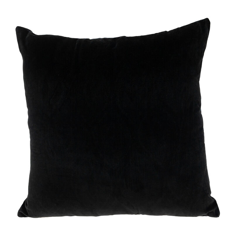 HomeRoots 22" Black and Blue Ogee Cotton Throw Pillow with Embroidery and Applique image number 2