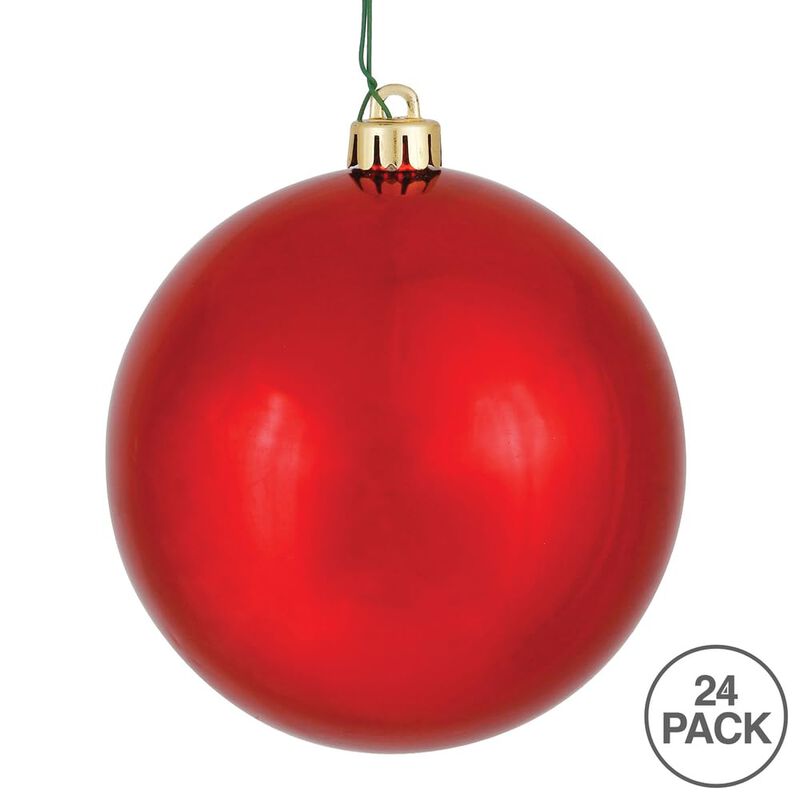 Vickerman 2.4" Christmas Ornament Ball, Red Shiny Finish, Shatterproof Plastic, UV Resistant, Holiday Christmas Tree Decoration, 24 Pack image number 2