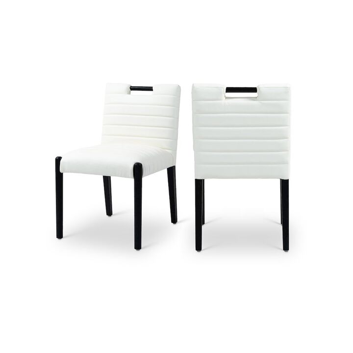 Meridian Furniture Aimee Cream Vegan Leather Dining Side Chair, Set of 2