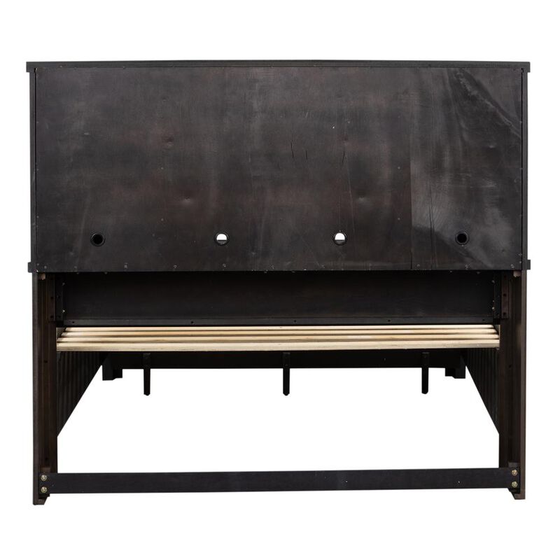 Liberty Furniture Thornwood Hills Queen Bookcase Bed in Rock Beaten Brown w/ Saw Cuts image number 4