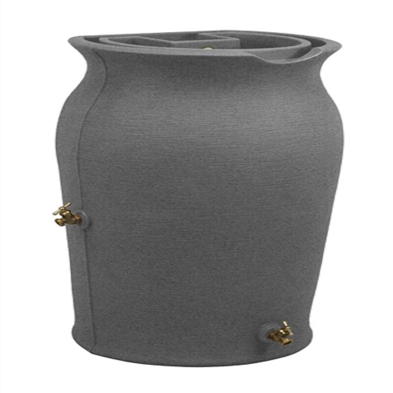 Granite 50-Gallon Plastic Urn Rain Barrel with Planter Top