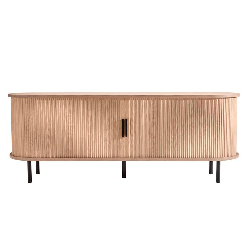 TV Stand for TVs up to 58 Inch with Adjustable Shelves and Sliding Door image number 0