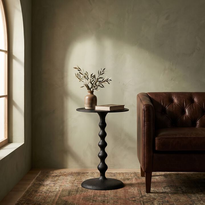 Rowena Interiors Hammered Metal Table, Black