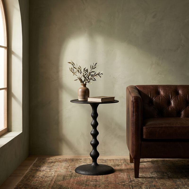 Rowena Interiors Hammered Metal Table, Black image number 1