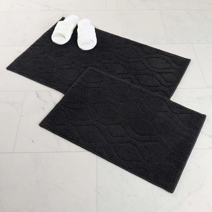 Set of 2 Washable Bath Rugs for Bathroom Floor Comfort
