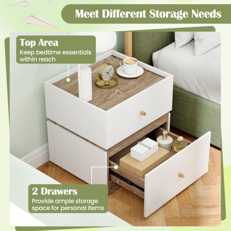 Hivvago 2-Drawer Modern Nightstand with Storage for Living Room Bedroom