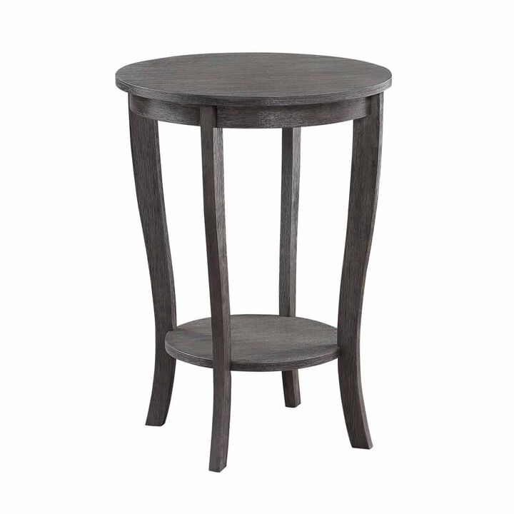 Convenience Concepts American Heritage Round End Table, Dark Gray Wirebrush
