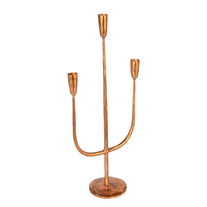 Hand-Forged Metal Candelabra, Antique Brass Finish