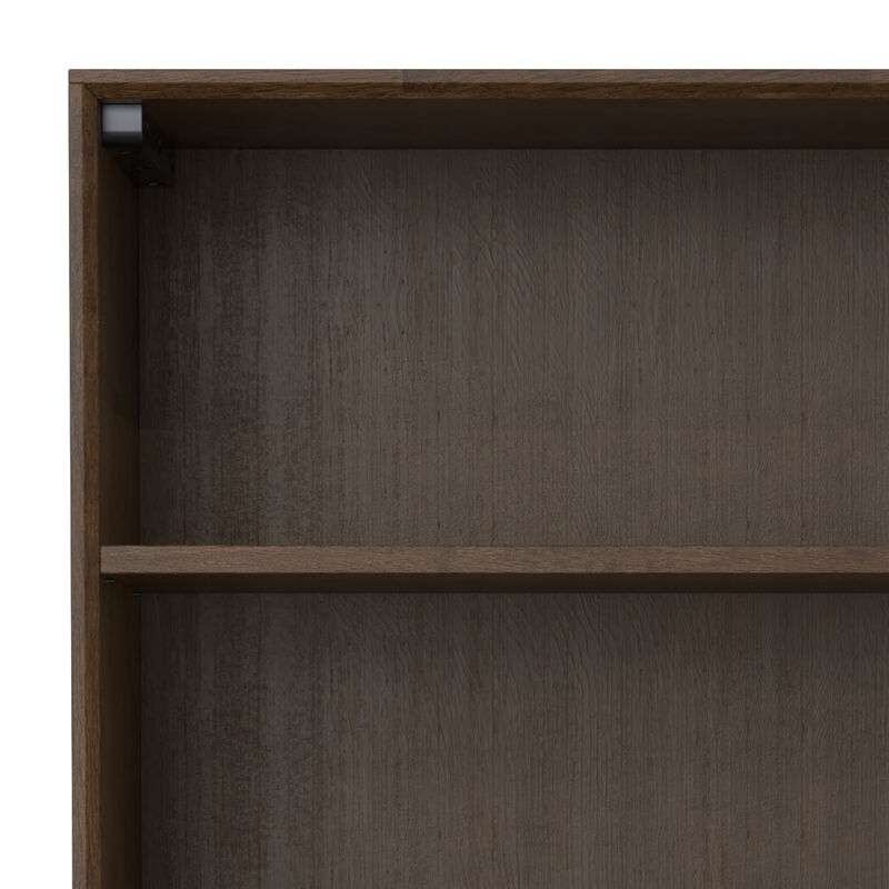 Simpli Home Banting Solid Hardwood Mid Century Open Shelf Bookcase In Walnut Brown