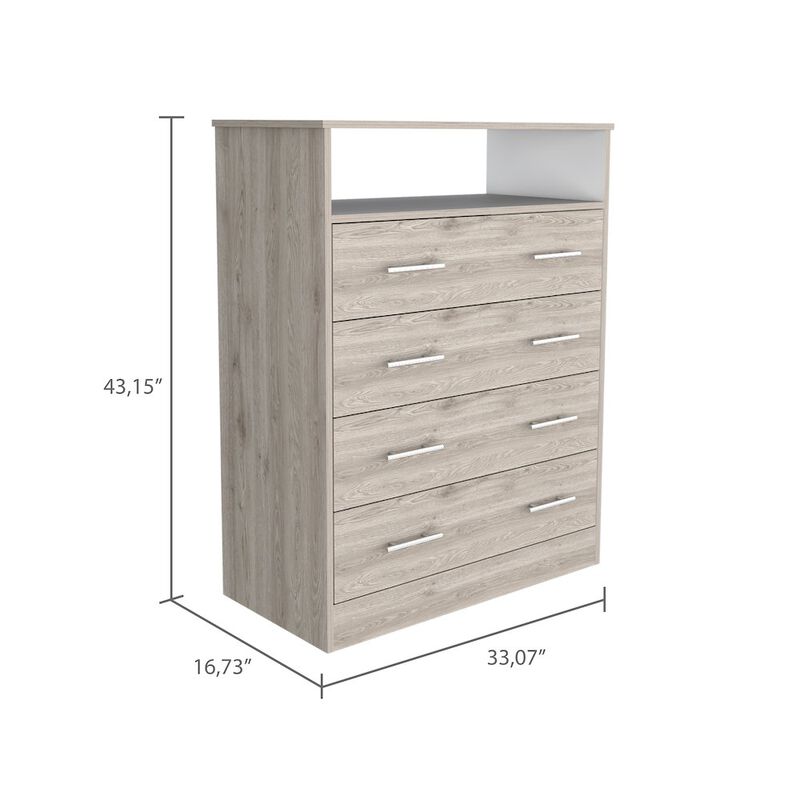 Plethoria Home 4-Drawer Rectangle Dresser Light Gray