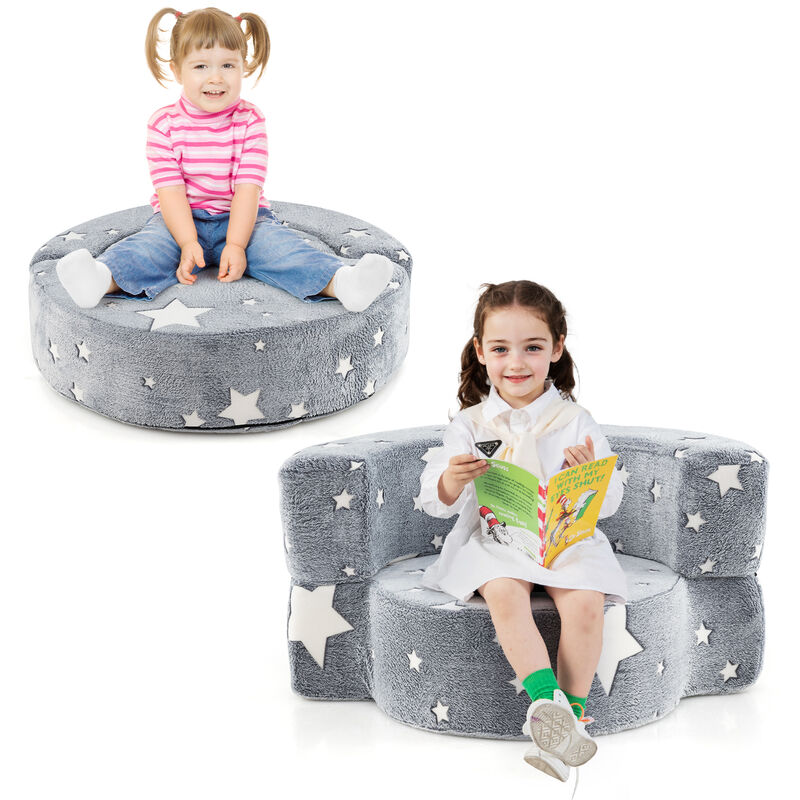 2-in-1 Convertible Glow-in-the-Dark Kids Sofa with Removable Washable Cover