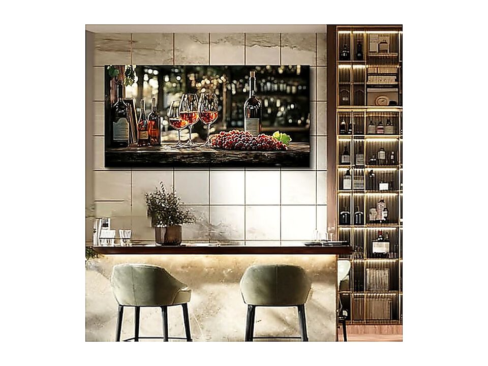 Dining Room Wall Art Wine Glass Canvas Kitchen Decor Still Life Goblet Landscape