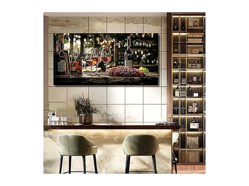 Dining Room Wall Art Wine Glass Canvas Kitchen Decor Still Life Goblet Landscape image number 1