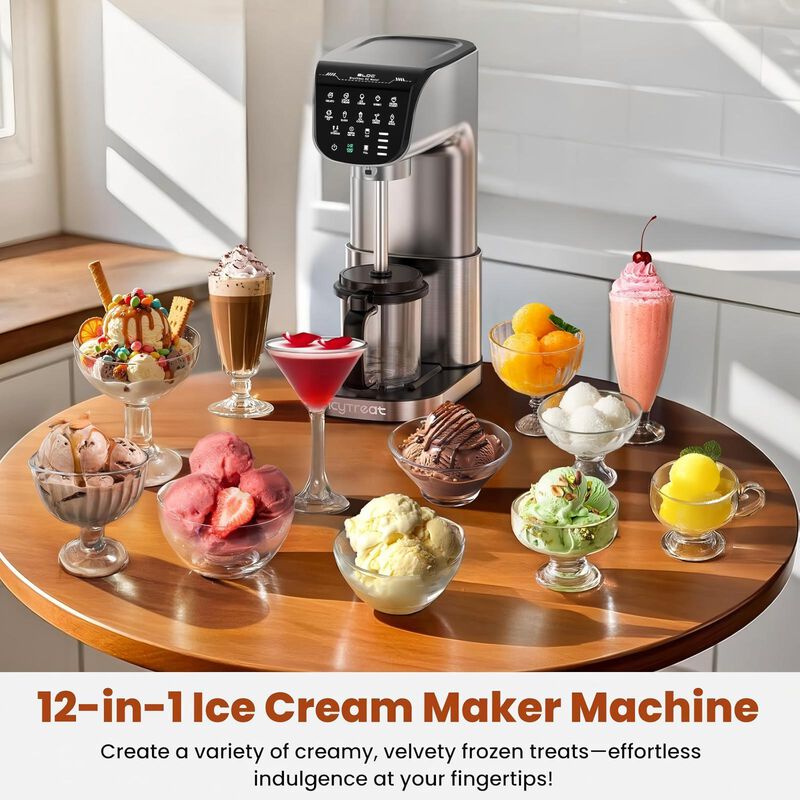 Ice Cream Maker, 12-in-1 Automatic Ice Cream Machine with Mix-in Function, 10 One-Touch Programs, One-Touch Storage, Dishwasher-Safe, 3 Pint Cups image number 3