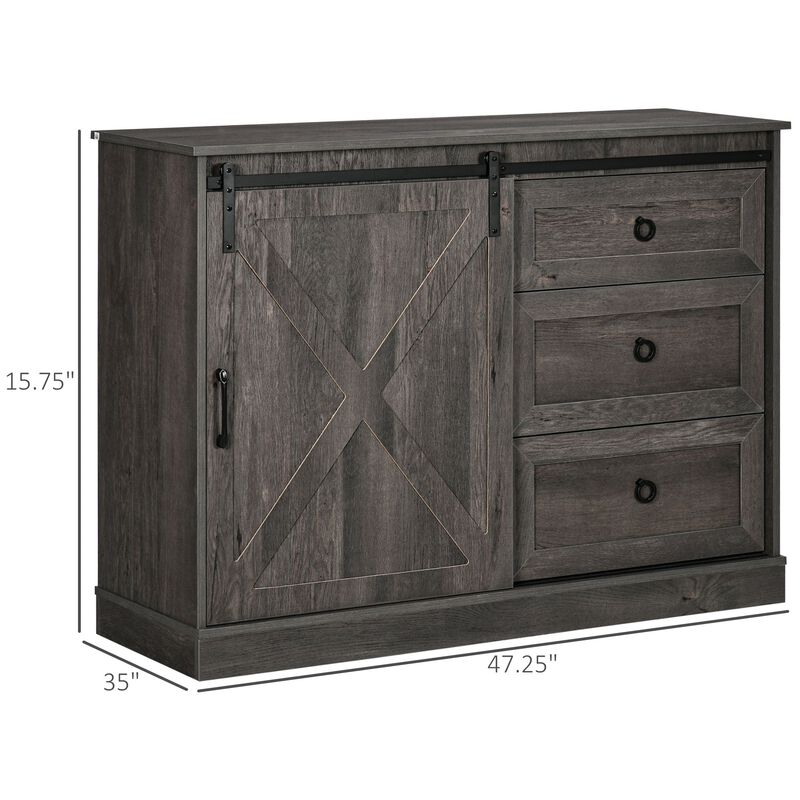 Dark Grey Kitchen Storage: Farmhouse Sideboard with Sliding Barn Door