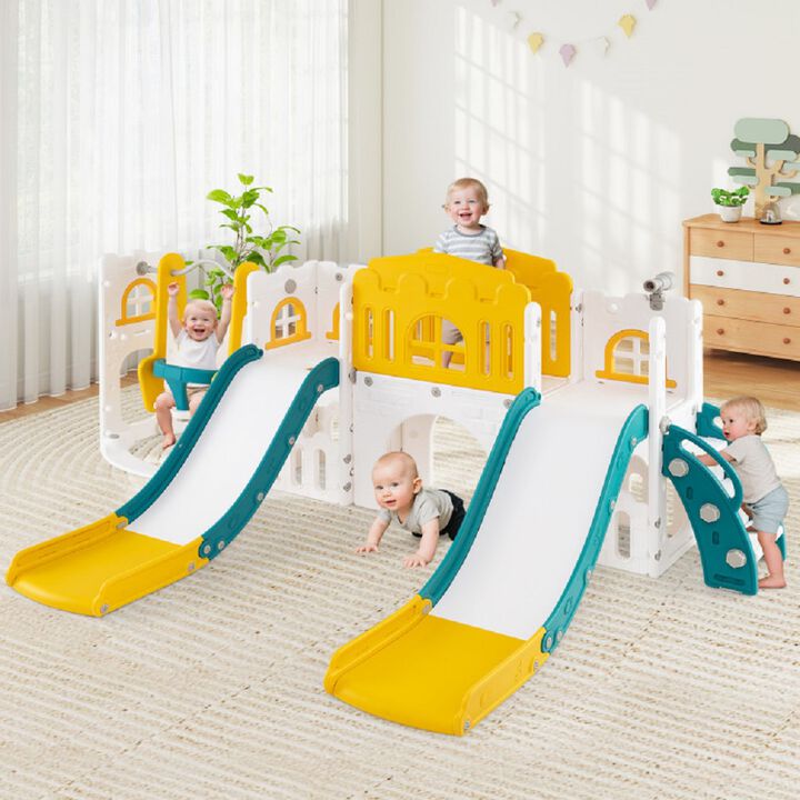 Multi Function 10 in 1 Toddler Play set with Double Slides and Tunnel