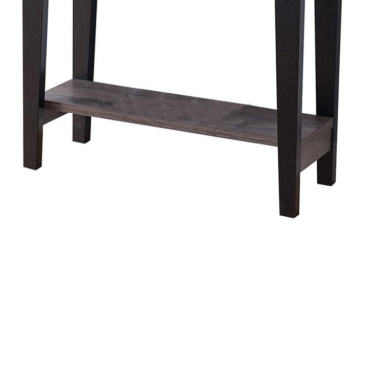 Wooden Console Table With Bottom Shelf, Black And Gray
