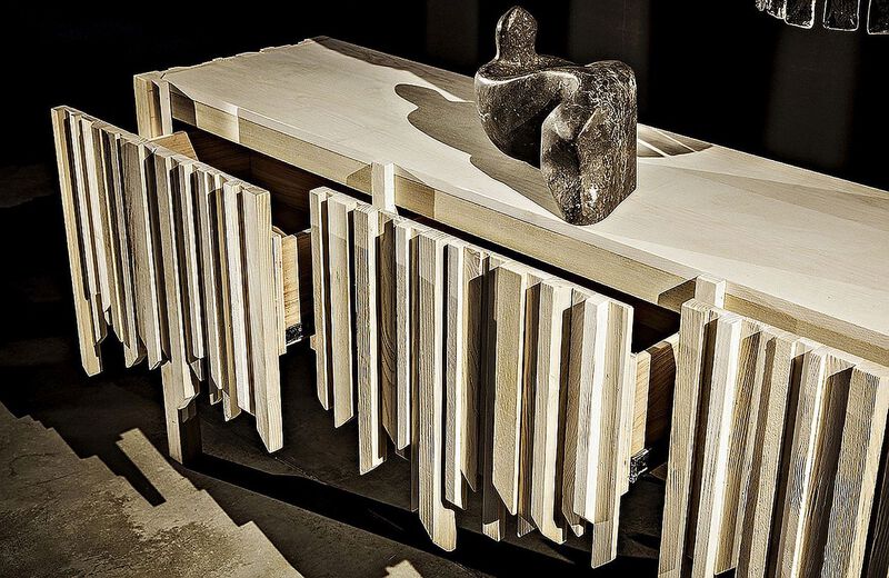 Desdemona Sideboard with 3 Drawers, Bleached Elm